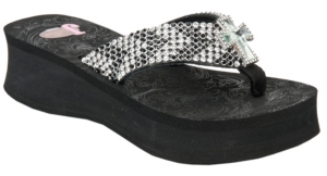 Justin® Paige™ Ladies Black Crystal Mesh w/ Cross Concho Jeweled Flip-Flop by M&F®