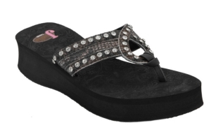 Justin® Riley™ Women's Black Snake Print w/ Loop Jeweled Flip-Flop by M&F®
