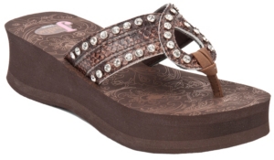Justin® Riley™ Ladies Brown Snake Print w/ Loop Jeweled Flip-Flop by M&F®