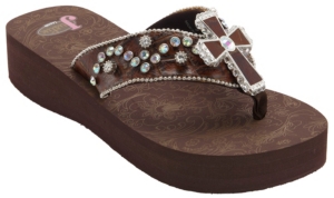 Justin® Isabel™ Women's Brown w/ Center Cross Jeweled Flip-Flop by M&F®