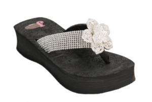 Justin®Abigail™ Women's Black w/ Flower Center Jeweled Flip-Flop by M&F®