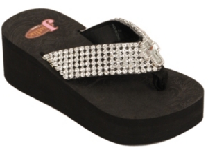 Justin® Mia™ Kids Black w/ Cross Concho Jeweled Flip-Flop by M&F®