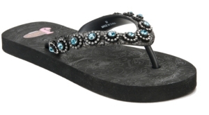 Justin® Olivia™ Kids Black with Blue Jewels Flip-Flop by M&F®