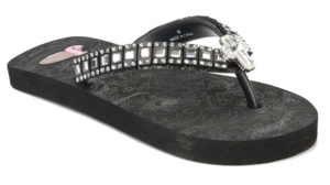 Justin® Mariah™ Kids Black w/ Cross Jeweled Flip-Flop by M&F®