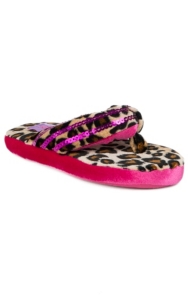 Justin® Women's Hot Pink & Cheetah Fuzzy Sequin Flip Flop Style Slippers by M&F®