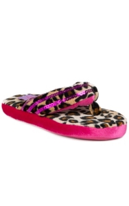 Justin® Kid's Hot Pink & Cheetah Fuzzy Sequin Flip Flop Style Slippers by M&F®