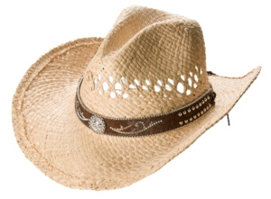 M&F® Vented Straw w/ Brown Bling Band Crushable Hat