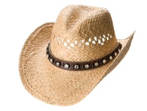 M&F® Vented Straw w/ Brown Crystal Stud Band Crushable Hat