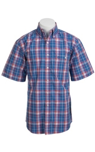 George Strait by Wrangler S/S Mens Plaid Shirt MGS13BM