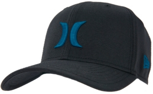 Hurley® Men's Black One & Only with Turquoise Logo Flex Fit Cap