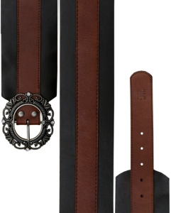 Miss Me® Ladies Two-Tone Brown on Black Wide Waist Belt