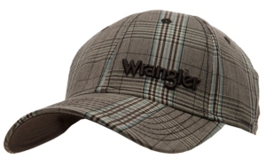 Wrangler® Brown and Blue Plaid Logo Flex Fit Cap