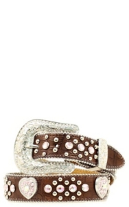 Nocona® Children's Brown Heart Concho and Rhinestone Crocodile Print  Belt