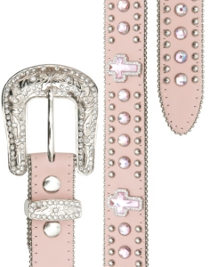Nocona® Children's Pink Leather w/ Pink Cross & Crystals Belt
