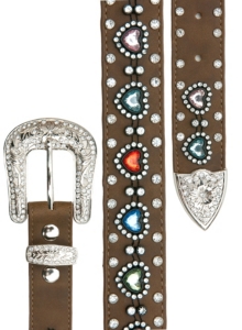 Nocona® Girl's Brown with Multi Jeweled Heart Belt