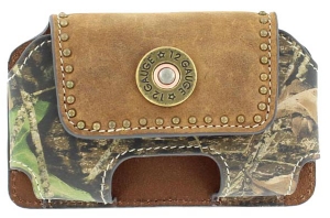 Nocona® Mossy Oak Camo and Brown Leather Shotgun Shell Cell Phone Case