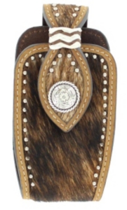 Nocona® Brown Brindle Hair with Silver Round Concho Cell Phone Case