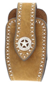 Nocona® Brown Leather with Silver Star Concho and Studs Cell Phone Case