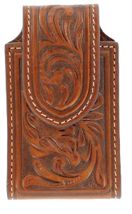 Nocona® Brown Leather Floral Tooled Cell Phone Case