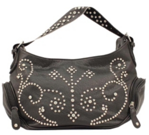 M&F® Nocona™ Ladies Black with Studs and Rhinestones Zip Top Handbag