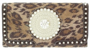 Nocona® Ladies Brown Leopard Print with Round Concho and Silver Crystals Wallet