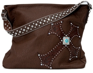 M&F® Blazin Roxx™ Brown Faux Leather w/ Turquoise Accented Cross Purse