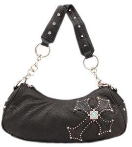 M&F® Blazin Roxx™ Black Faux Leather w/ Turquoise Accented Cross Small Purse