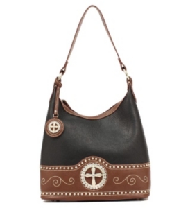 Nocona® Ladies Black with Brown Cross Concho Handbag