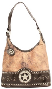 M&F® Nocona™ Ladies Brown and Faux Brindle with Star Concho Handbag