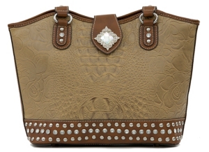 Nocona® Brown and Tan Faux Leather w/ Rhinestones Handbag