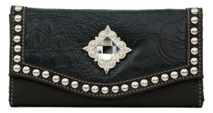Nocona® Black and Brown w/ Diamond Concho and Studs Wallet