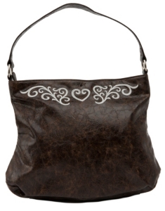 Nocona® Brown Faux Leather w/ Scroll & Heart Design Shoulder Bag