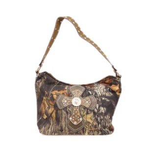Nocona® Mossy Oak Camo w/ Cross & Rhinestones Hobo Bag