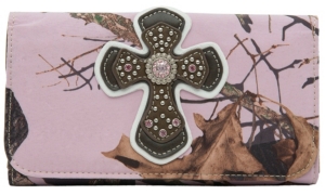 Nocona® Pink Mossy Oak Camo w/ Cross & Rhinestones Wallet