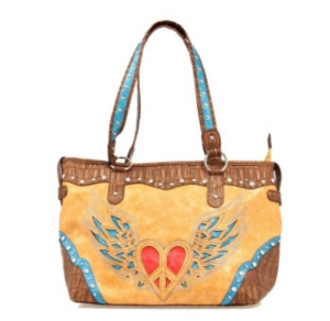 Nocona® Tan Faux Leather w/ Heart & Wings Design Tote