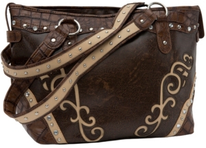 Blazin Roxx® Ladies Brown w/ Tan Swirls & Crystals Tote