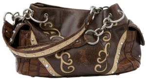 Blazin Roxx® Ladies Brown w/ Tan Swirls & Crystals Satchel