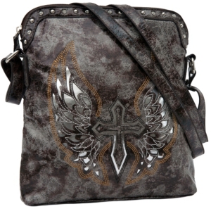 Blazin Roxx® Ladies Brown & Grey w/ Silver Winged Messenger Purse