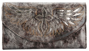 Blazin Roxx® Ladies Brown & Grey w/ Silver Winged Cross Flap Wallet