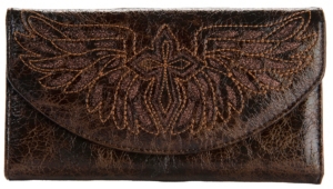 Blazin Roxx® Ladies Brown w/ Brown Glitter Winged Cross Flap Wallet