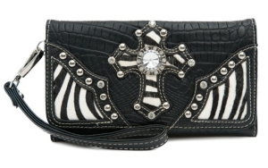 Blazin Roxx® Ladies Black Gator Print w/ Zebra Print Cross Flap Wallet