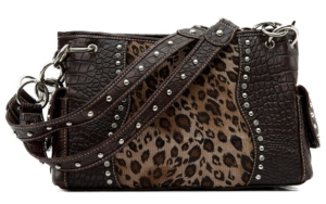 Blazin Roxx® Ladies Brown w/ Leopard Print & Crystals Satchel
