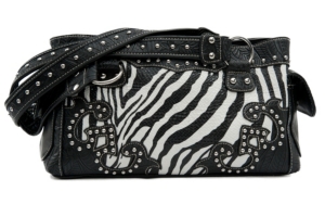 Blazin Roxx® Ladies Black Floral w/ Zebra & Studs Satchel