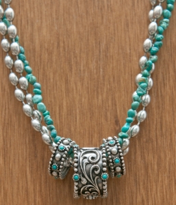 Montana Silversmiths® Antique Silver w/ Turquoise 3 Rings & Strands Necklace