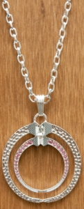 Montana Silversmiths® Silver Round Horseshoe Nails with Pink Crystals Necklace