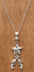 Montana Silversmiths® Silver Star with Pistols Crossing Necklace