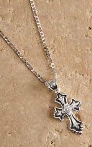 Montana Silversmiths® Silver and Black with Clear Crystal Cross Necklace