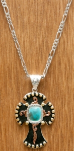 Montana Silversmiths® Silver Three Color Cross with Turquoise Necklace