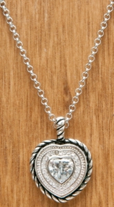 Montana Silversmiths® Silver and Black Roped Heart with Crystals Necklace
