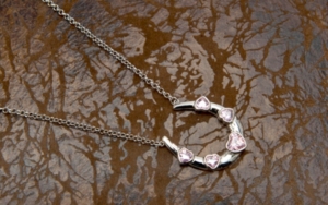 Montana Silversmiths® Tread With Care Horseshoe and Pink Hearts Necklace
